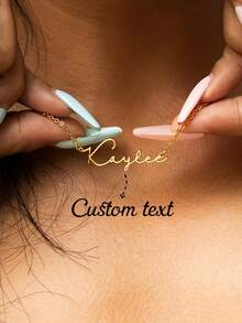 Customized Women's Stainless Steel Name Necklace, Gold Box Chain Personalized Font Jewelry Gift For Girlfriend, Family