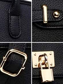 ZENG Classic Large Women's PU Leather Tote Handbag With Matching Zip Wallet, Elegant Structured Purse With Lock Top Handles & Detachable Shoulder Strap For Work, Office, Travel, And Everyday Use - 黑色 - 查看 3