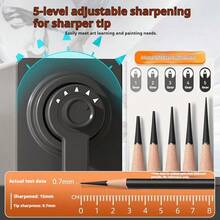 5-Gear Adjustable Manual Pencil Sharpener, Desk Pencil Sharpener With Container, Suitable For Children, Adults, Artists, Schools, Home Office Supplies, Black VB95 Art Sketch Pencil Sharpener With 5 Thickness Settings