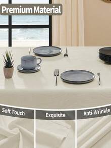 1 pieza Mantel cuadrado impermeable y a prueba de salpicaduras de poliéster con diseño de remolino, diseño jacquard inspirado en el océano, adecuado para cocina, mesa de comedor, fiestas en el hogar, festivales, cafés, restaurantes, bufés y talla grande - Beis - Ver 6