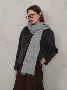 1 szt. damski szalik w kratę z mieszanki wełny, w jednolitym kolorze, swobodny, przyjazny dla skóry, odpowiedni na wyjścia, do codziennych dojazdów jesienią/zimą
