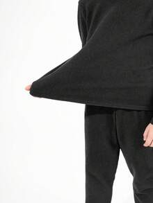 Bộ đồ lót giữ nhiệt cho bé trai, áo dài tay lót nhiệt và quần dài, mùa đông - Màu xám đen - Xem 3