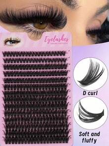 280 Clusters Of Fake Eyelashes, 60D, D Curl, 8-16mm Mixed Length, Natural Fluffy, 0.07mm Lightweight Reusable Eyelashes, Suitable For Festivals And Parties, Halloween Eyelashes, Cosplay Eyelashes. - D - Xem 3