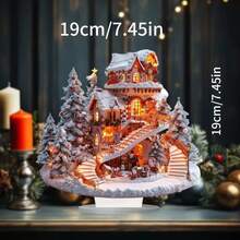 Decorazione natalizia in acrilico piatto 2D a forma di casa innevata - ideale per casa, ufficio e caffè