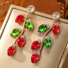 Pair Of Exquisite Christmas Tree Earrings, Colorful Bulb-Shaped Heart-Shaped Shiny Synthetic  Pendant Tassel Earrings, Suitable For Weddings, Vacations, Proms, Mother's Day, Valentine's Day, And Christmas Gifts, Women's Fashion Accessories
