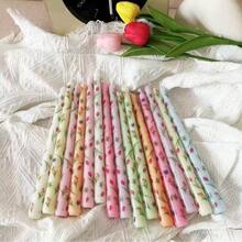 2pcs 10-Inch Handmade Flower Candles, Dripless & Unscented Candles, Suitable For Home Gatherings - Multicolor - View 9