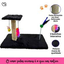 Scratching Post With Interactive Toys With Sisal And Balls - Black - View 5