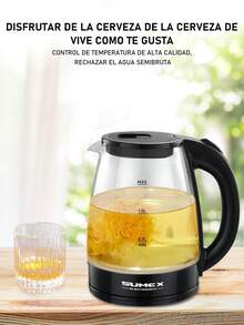 Hervidor eléctrico de vidrio, hervidor de agua eléctrico 2.0L/1000W, con luz LED y apagado automático y protección contra. - Negro - Ver 11