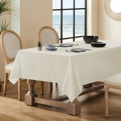 1 件装防水防溅涤纶桌布，饰有漩涡图案，海洋灵感提花设计，便携式方形桌布，适用于厨房、餐桌、家庭聚会、节日庆典、咖啡馆、餐厅、自助餐等场合。