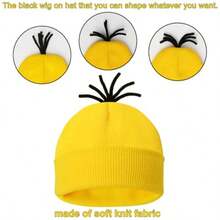 4 Pcs Halloween Costume Accessories AdultsYellow Beanie Hat/Goggles/Gloves/Suspenders For Halloween Dress Up - 如圖 - 查看 6