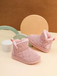 1 Pair Soft & Comfortable Slip-On Solid Color Suitable For Baby Girls, Outdoor Snow, Warm Soft Sole & Soft Surface, Winter