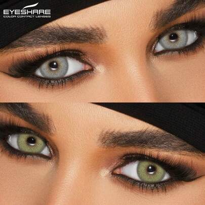  Eyeshare 1 Pair Colored Contact Lenses Eye Makeup Natural Brown Eye Lenses Gray Lenses Green Eye Contacts 14.2mm Yearly Use