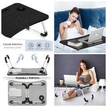 Mesa porttil para Cama, sof, Escritorio para Laptop y Escritura, Lectura Mesa pequea, Escritorio Plegable para Laptop con Ranura, Soporte de Mesa para Cama sof Trabajo Comer Lectura - Negro - Modelo de Soporte con cajón - Negro - Ver 1