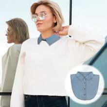 Denim Fake Collar For Women Faux Shirt Collar Women's Denim Shirt Detachable Dickey Collar For Women Under Blouse - như hình ảnh - Xem 7