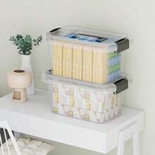 Lidded Storage Bin Tote Organizing Container With Handle And Buckles Stackable Plastic Clear 6.8Qt Pack Of 20