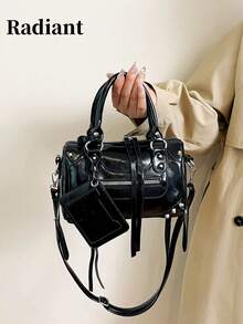 Women's Bag 2025 New Style High-End Sense Shoulder Crossbody Rivet Boston Pillow Bag