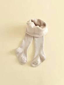1 quần legging bó ấm áp cho trẻ em, màu đen và trắng, mềm mại và thoải mái, thích hợp để mặc hàng ngày, mùa thu/đông - Màu be - Xem 12