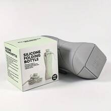 600ml 20.29oz Leakproof Foldable Water Bottle - Silicone, High-Temp Resistant, With Secure Strap For Cycling, Hiking, Gym & More - Available In Maca In Four Colors, Insulated Flas - 1 chiếc cốc silicon gấp màu xám - Xem 4