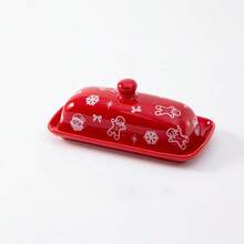 1pc Christmas Butter Dish With Lid For Countertop, Rectangular Covered Butter Keeper With Christmas Tree And Gingerbread Man Design, Butter Holder Container For Xmas Party Decor & Supply, Perfect Christmas Gift - Multicolor - View 13