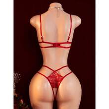 Y Hollow Out Deep V-Back Buckle Jumpsuit, Erotic Clothing, Jumpsuit Sleepwear With Open Crotch And Exposed Breasts, Women's Clothing In Three Colors, Optional Bow Decoration, Adjustable Shoulder Straps,  Clothing - 黑色 - 查看 2