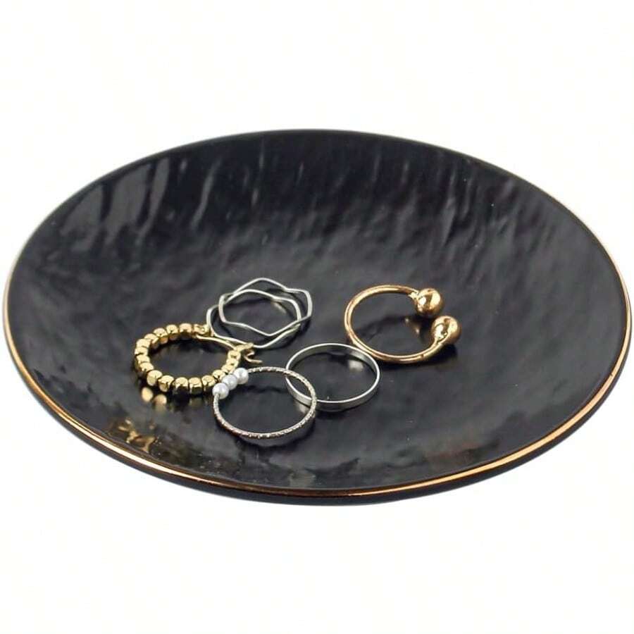 Ceramic Jewelry Tray Ring Dish Ring Holder For Jewelry Key Tray For Home Decor Birthday Christmas Gifts For Women  Black - màu đen - Xem 1