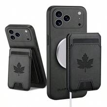 奢华仿皮卡包手机壳，二合一磁吸可拆卸钱包 - 黑色 - 查看 3