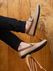 Men's Non-Slip Suede Comfort Loafers - Beis - Ver 2