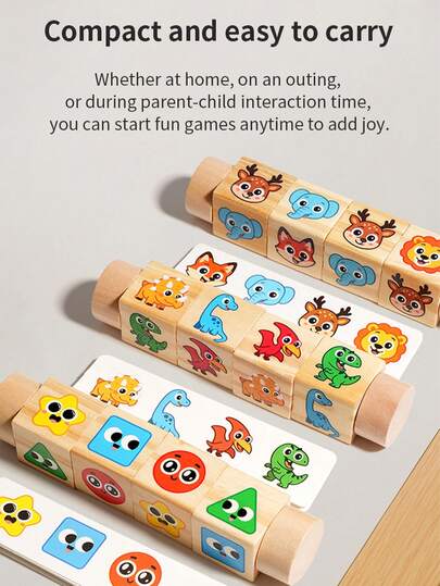 Rompecabezas de bloque giratorio de madera | Juguete educativo Montessori | Desafío cerebral de educación temprana para niños | Juego de emparejamiento de patrones de doble cara
