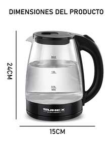 Hervidor eléctrico de vidrio, hervidor de agua eléctrico 2.0L/1000W, con luz LED y apagado automático y protección contra. - Negro - Ver 12