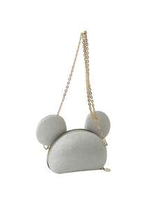 2025 Neues Design Mickey Maus modische Kettentasche, glänzende Pailletten Umhängetasche für Mädchen, elegante Party Clutch
