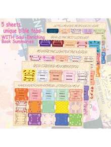 Bible Tabs Pastel Bloom - Soul Nourishing Book Summaries - 66 Peel-And-Stick Laminated Bible Tabs Large Print,Books Of The Bible Tabs For Women Study Bible, Bible Book Tabs,School Supplies,Back To School