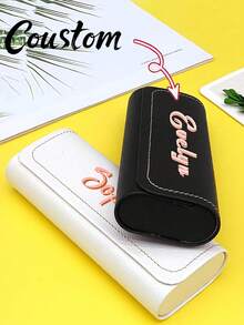 1pc Customized Glasses Case - Personalized Name Engraved, Pu Material Glasses Storage Box, Elegant Cursive Script, 3 Colors (Pink/White/Black), Durable Scratch-Resistant Material, Pressure-Proof Portable Design For Oversized Frames - Unisex Gift For Women & Men, Sports, Daily Use