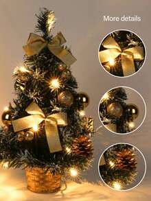 1 pièce Sapin de Noël de 40 cm, petit sapin de Noël artificiel avec 30 lumières à guirlande électrique, sapin de Noël de table avec pommes de pin et boules de Noël comme ornements pour les décorations de Noël et du Nouvel An