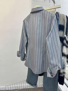 Plus Size Women Striped Cinched Waist Shirt