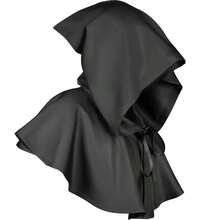 Black Hooded Cloak Adult Twill Fabric Shawl Scarf Grim Reaper Witch Queen Costume, Suitable For Halloween, Christmas, Renaissance