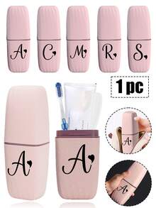 1pc Black Art Letters A-Z Portable Toothbrush Case, Keep Your Toothbrush Clean And On The Go!Travel Toothbrush Holder, Portable Toothbrush Cup Cover,Suitable For Travel, Camping, Business Travel, And School, Multi-Purpose Toothbrush Cup, Travel Wash Cup, Toothbrush And Toiletries Storage Kit, Minimalist Toiletries Storage Box, Travel Essentials, Bathroom Accessories, Household Items, And Storage Supplies(Excluding Q/U/X) - Multicolor - View 2