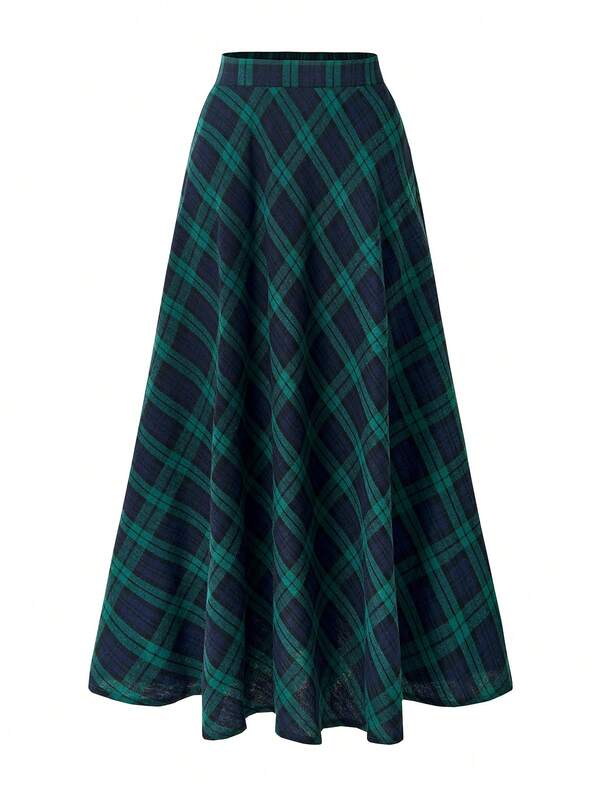 Women's Versatile Plaid A-Line Skirt, Casual For Daily Wear