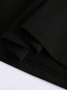 Camiseta de algodón con estampado casual de moda para mujer - Negro - Ver 3