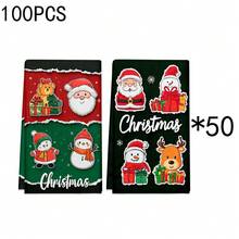 2 piezas/100 piezas Paños de cocina y paños de platos con estampado de temática navideña, adecuados para decoración de interiores en restaurantes, cocinas, baños, decoración de fiestas y regalos navideños. Pueden ser entregados como regalos de Navidad.