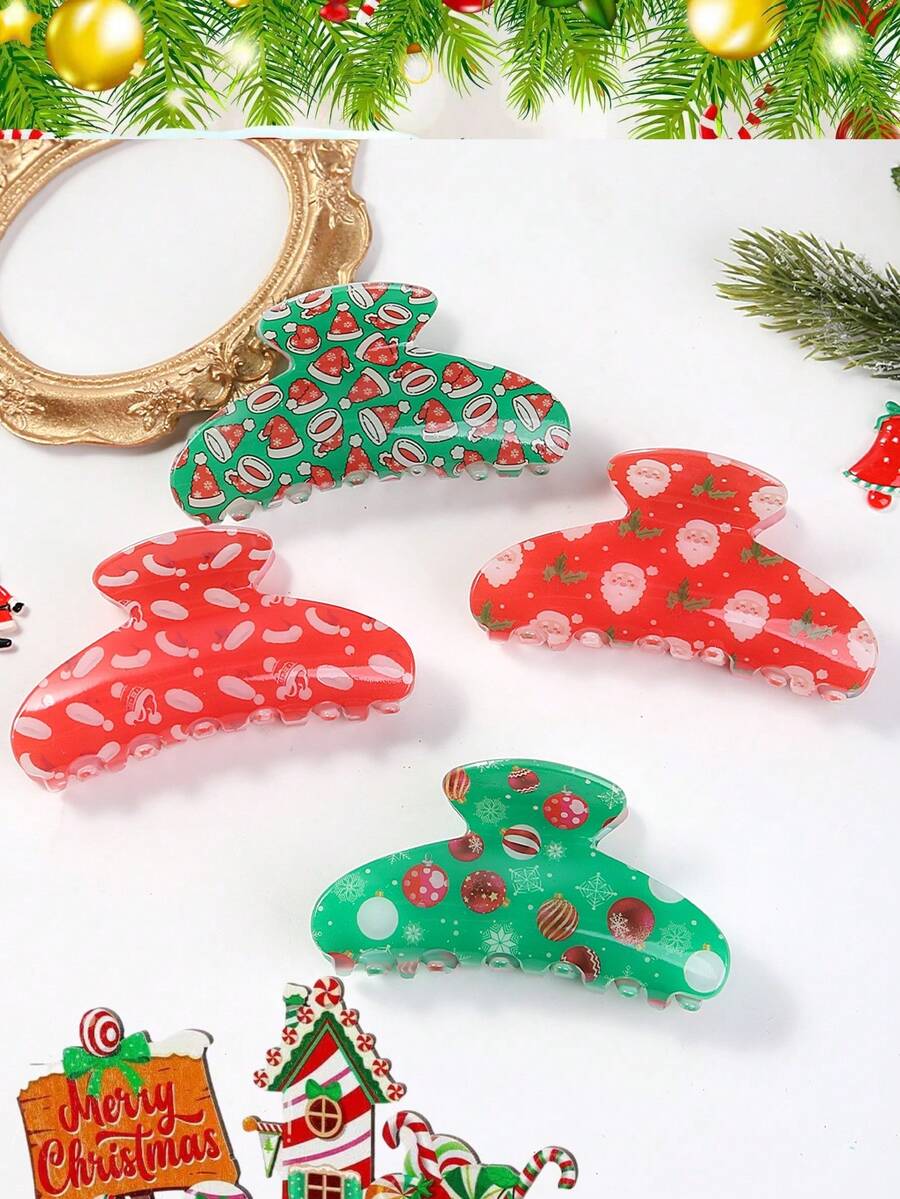 3 piezas de pinzas para el cabello de 8 cm con diseño minimalista navideño, adecuadas para atuendos y fiestas festivas