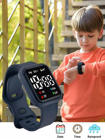 Relógio digital operado por bateria com contador de passos, display LED, pulseira de TPU, adequado para estudantes, crianças, adolescentes, homens e mulheres, confortável para esportes, atividades ao ar livre, presentes e festivais