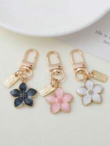 1pc Alloy Sakura Flower Keychain, Lightweight & Elegant Sakura Design With Card Holder, Suitable For Bag Charm, Car Key Chain, Couples/Birthday/Holiday Gift, Christmas Gift, Wallet Decor And Chain, Bag Accessory