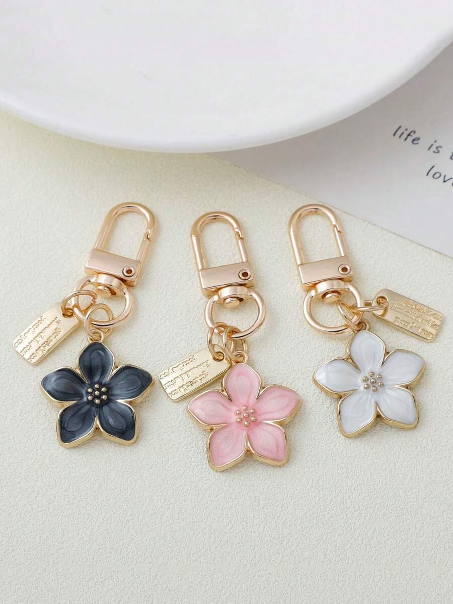 1pc Alloy Sakura Flower Keychain, Lightweight & Elegant Sakura Design With Card Holder, Suitable For Bag Charm, Car Key Chain, Couples/Birthday/Holiday Gift, Christmas Gift, Wallet Decor And Chain, Bag Accessory
