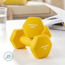 Juego de 2 Mancuernas, 2x 2 kg, Mancuernas Hexagonales con Superficie de Vinilo, para Gimnasia en Casa, Amarillo MSYL064YL - Amarillo - Ver 5