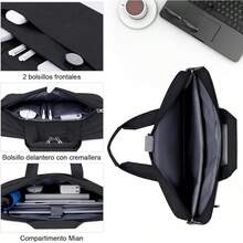 Funda para Laptop 15.6 pulgadas Bolsa para laptop para hombre y mujer Impermeable Portafolio Maletin para laptop Bolsas de Mensajero para Computadora para viajes de negocios,Negro - Negro - Ver 3