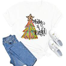 MAIHUN - Camisa De Árbol De Navidad Para Mujer, Diseño De Árbol De Navidad - Blanco - Ver 10