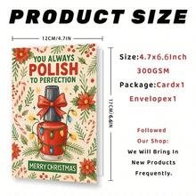 1 件圣诞指甲油爱好者贺卡 - 节日礼物，带有“你总是打磨得完美”的信息，红色和绿色拐杖糖设计，内含信封，适合美容爱好者、圣诞装饰品、圣诞袜 - 彩色 - 查看 8