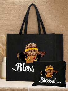 Einfache bedruckte Leinen-Tragetaschen - wasserdichter und leicht zu reinigender Stoff, Leopard Muster Mädchen, mit mehreren Taschen, Damen Leinen Handtasche mit großer Kapazität, Einkaufstasche, Reisetasche, geeignet für Einkaufen, Reisen, Pendeln, Strand, Geschenk für Lehrer, dies ist eine tragbare, lässige Aufbewahrungstasche, innovatives Design, große Kapazität, ist eine ideale Einkaufstasche, tägliche Notwendigkeiten, perfektes Urlaubsgeschenk, Geburtstagsgeschenk