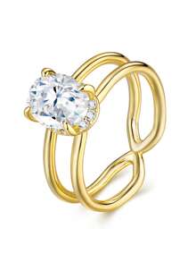 1pc 925 Sterling Silver Moissanite Diamond Ring, Suitable For Banquet, Party, Official Occasions, Festivals, Valentine's Day, Engagement, Wedding, Anniversary, Birthday Gift, Daily Wear