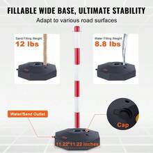 Adjustable Traffic Delineator Post Cones 6 Pack Traffic Safety Delineator Barrier With Fillable Base 6.6FT Chain For Traffic Control Warning Parking Lot Construction Caution Roads RedWhite - RedWhite - View 3
